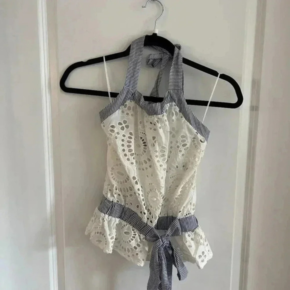 120 NWT Ondademar Eyelet Halter Swim Blouse Size XS - Picture 1 of 7